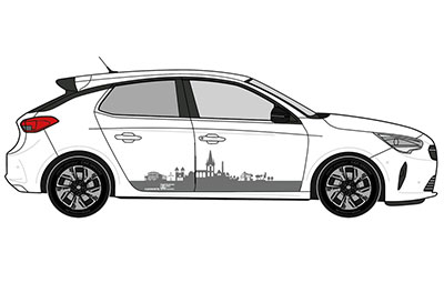 Leasingfahrzeug Opel Corsa-e der Stadtwerke Unna Weiß Seitenansicht